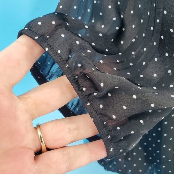 Sara Michelle Petite black polka dot blouse 3/4 sleeves PL - Picture 5 of 12